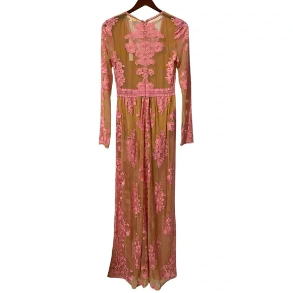 NWT For Love & Lemons Dress Temecula Pink Embroidered Maxi Size M - Picture 5 of 8